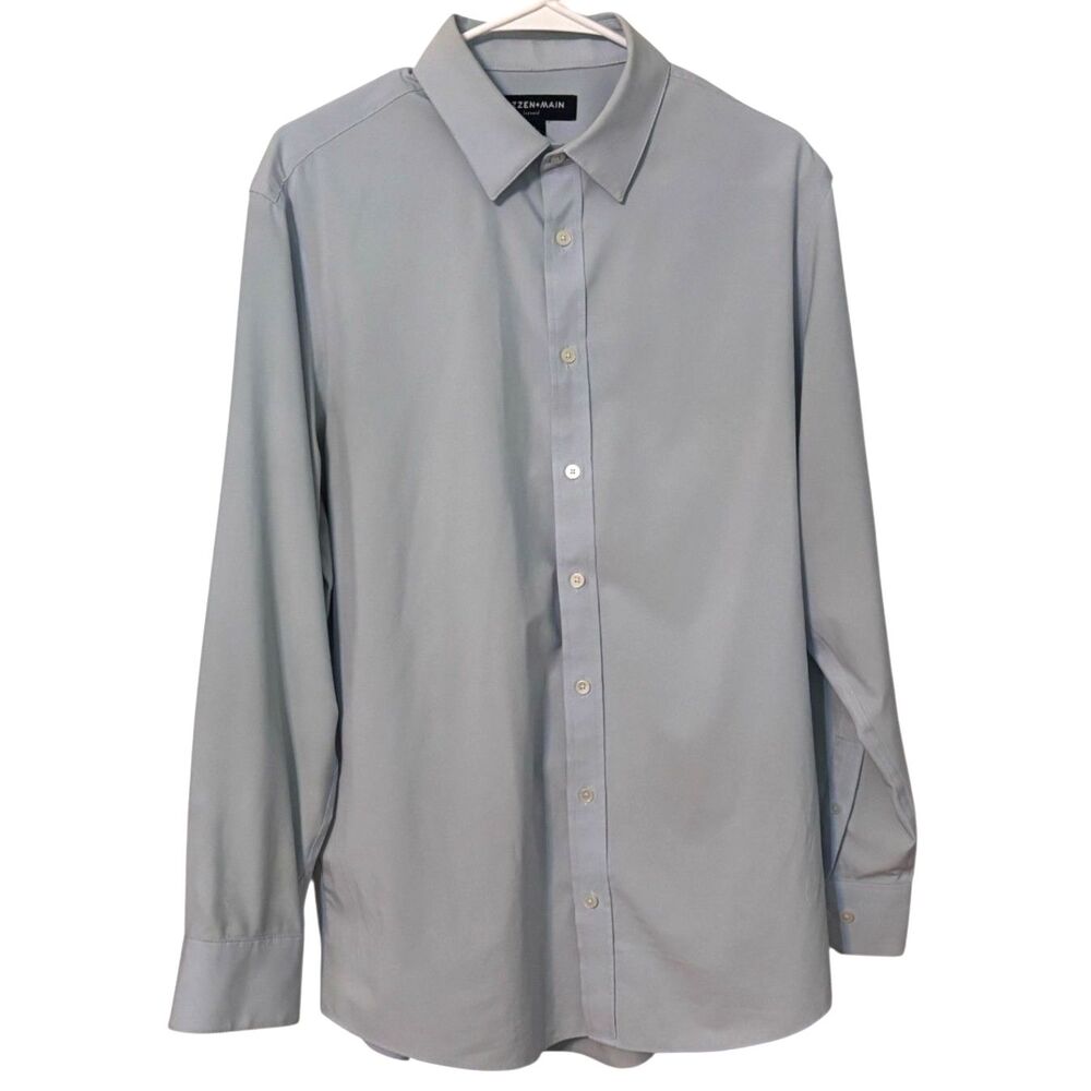 Mizzen+Main Leeward Dress Shirt Mens Medium Blue Classic Performance Button Up